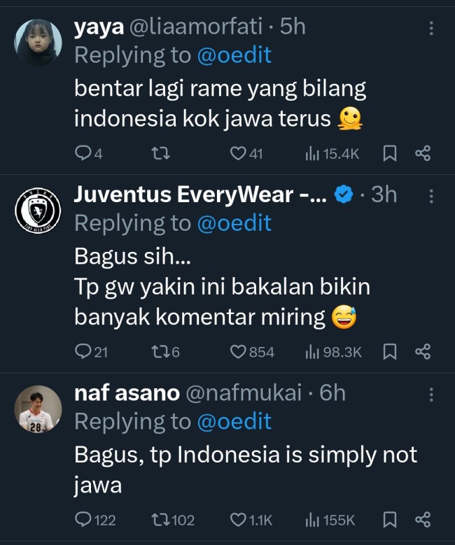 Beberapa komentar netizen yang menilai terlalu jawasentris. (Foto: X)