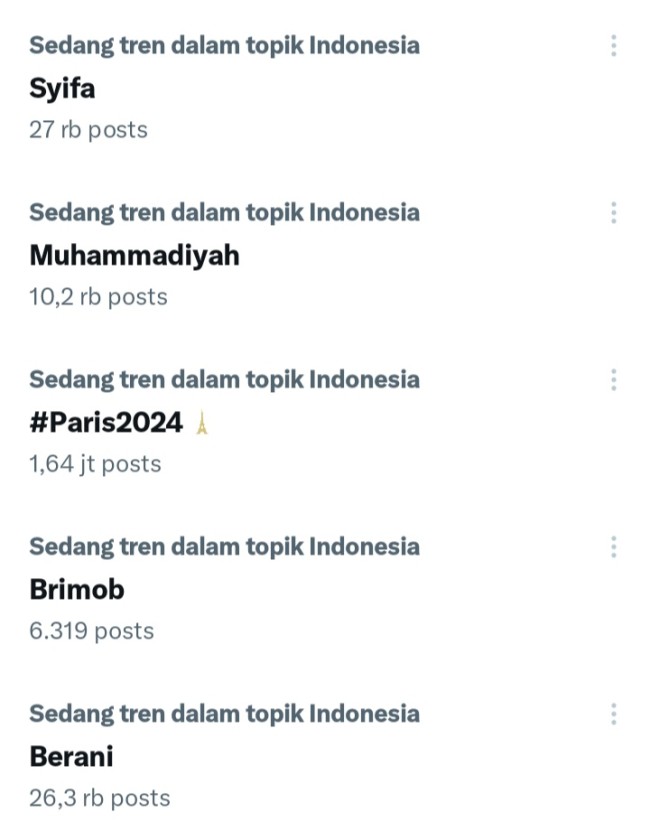 Syifa trending X. (Foto screenshot X) 