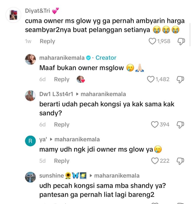 Komentar Maharani yang sebut dirinya bukan Owner MS Glow