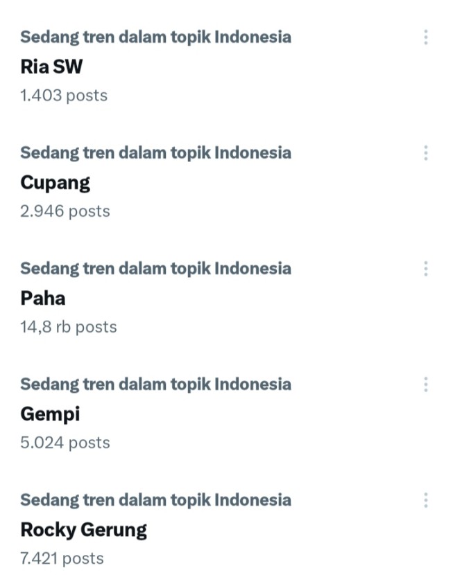 Ria SW trending X usai comeback. (Foto ss: X) 