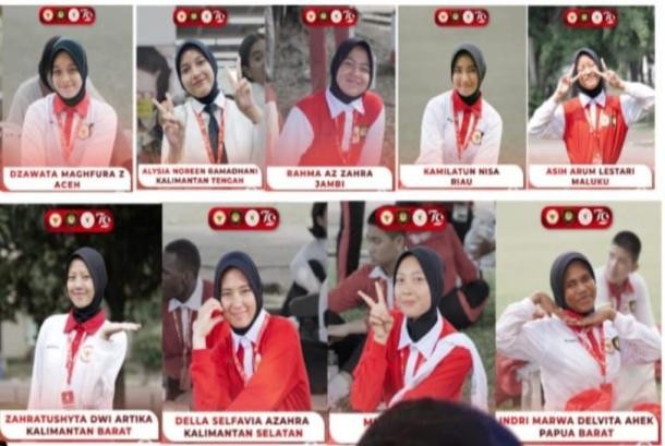Diduga anggota paskibraka putri 2024 yang sebelumnya memakai hijab namun harus melepas hijab. (Foto @tijabar)