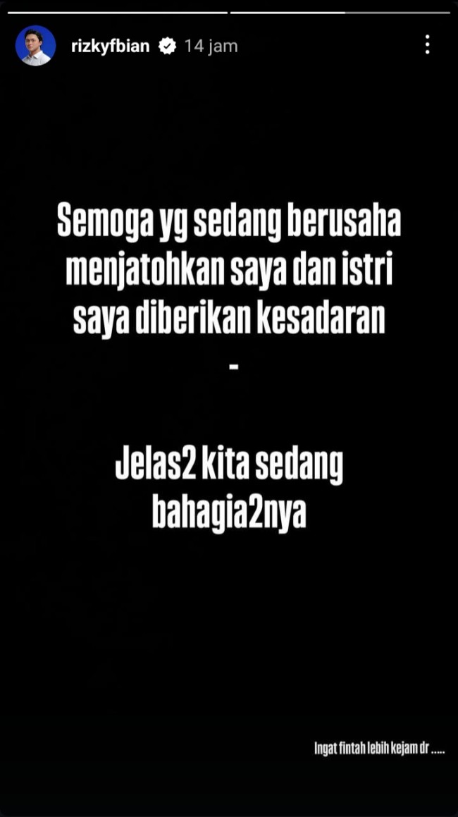 Story Rizky Febian. (Foto IG)