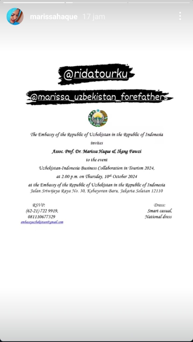 Kisah Instagram terakhir Marissa Haque sebelum meninggal dunia. (Foto IG)