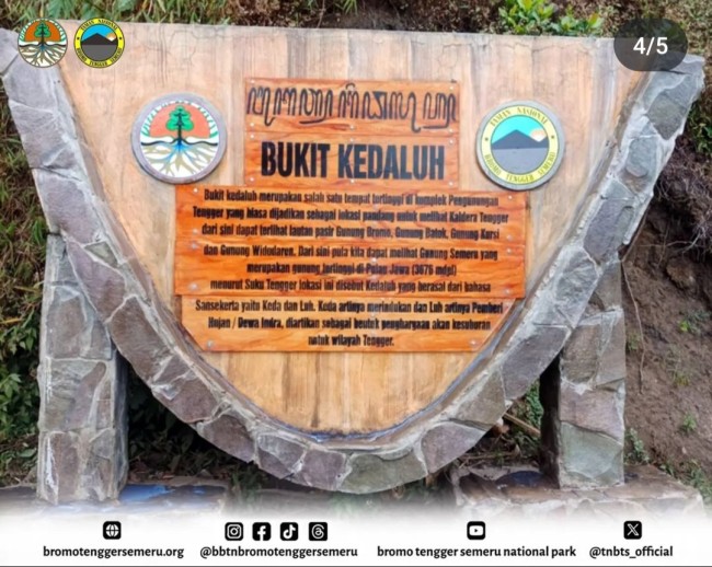 Papan informasi Bukit Kedaluh. (Foto: Instagram)