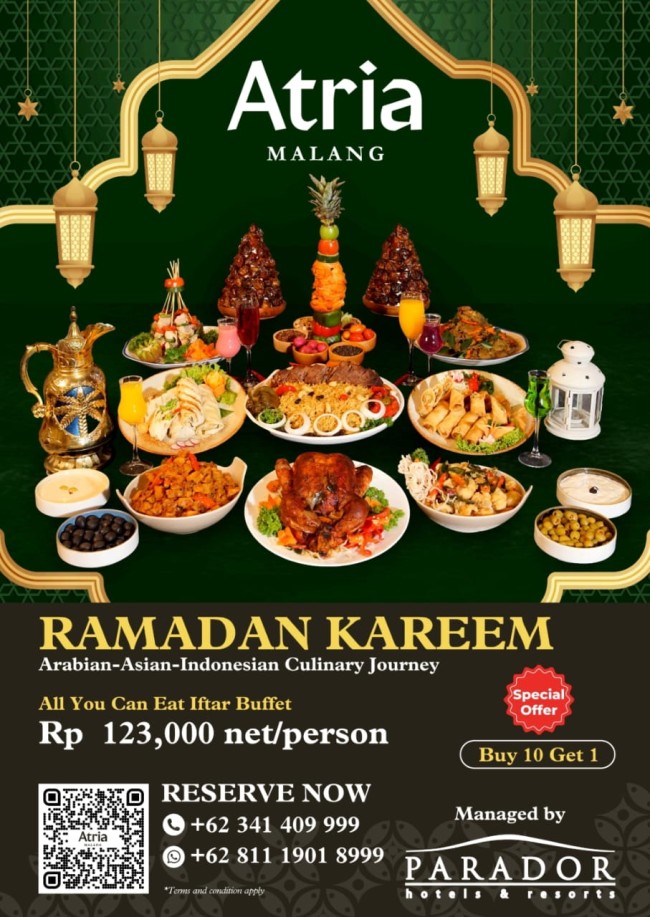 Aneka menu Ramadan Kareem: Arabian-Asian-Indonesian Culinary Journey di Atria Hotel Malang. (Foto: istimewa)