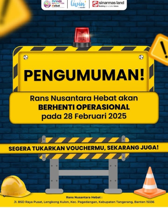Pengumuman penutupan Rans Nusantara Hebat. (Foto Instagram) 
