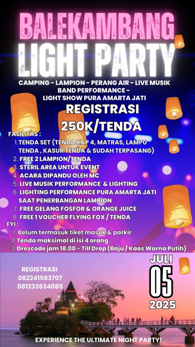 Flyer digital event Balekambang Light Party yang bakal diselenggarakan pada 5 Juli 2025.