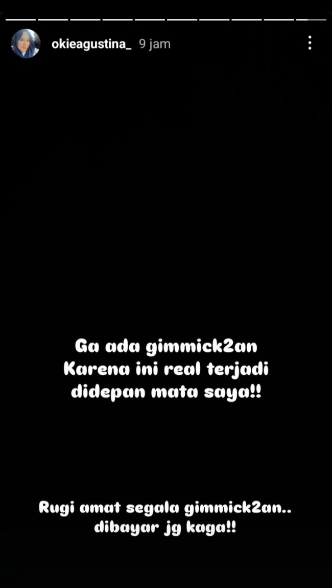 Story Instagram Okie Agustina soal pemukulan Dimas Anggara terhadap Keisha Alvaro. (Foto Instagram)