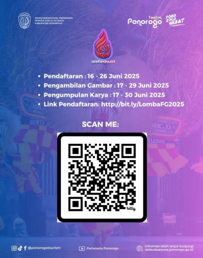 Kode Barcode untuk scan platform pendaftaran lomba fotografi tema grebegsuro. (Foto: ponorogo.tourism)