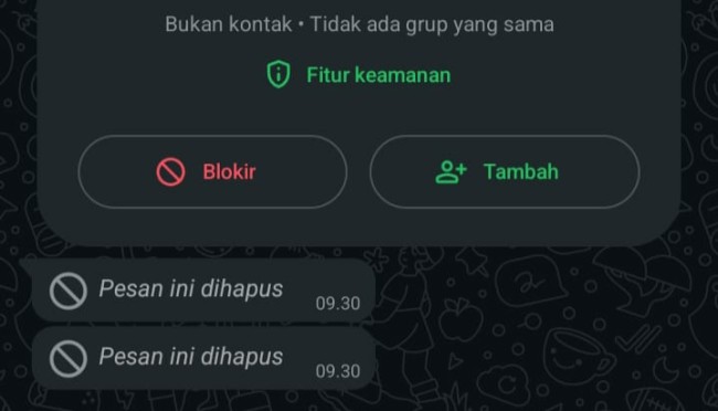 Pesan yang diakui diterima oleh Subandi dari pihak SMPN 2 Malang berisi link daftar ulang namun dihapus oleh pengirim.(Foto: Istimewa).