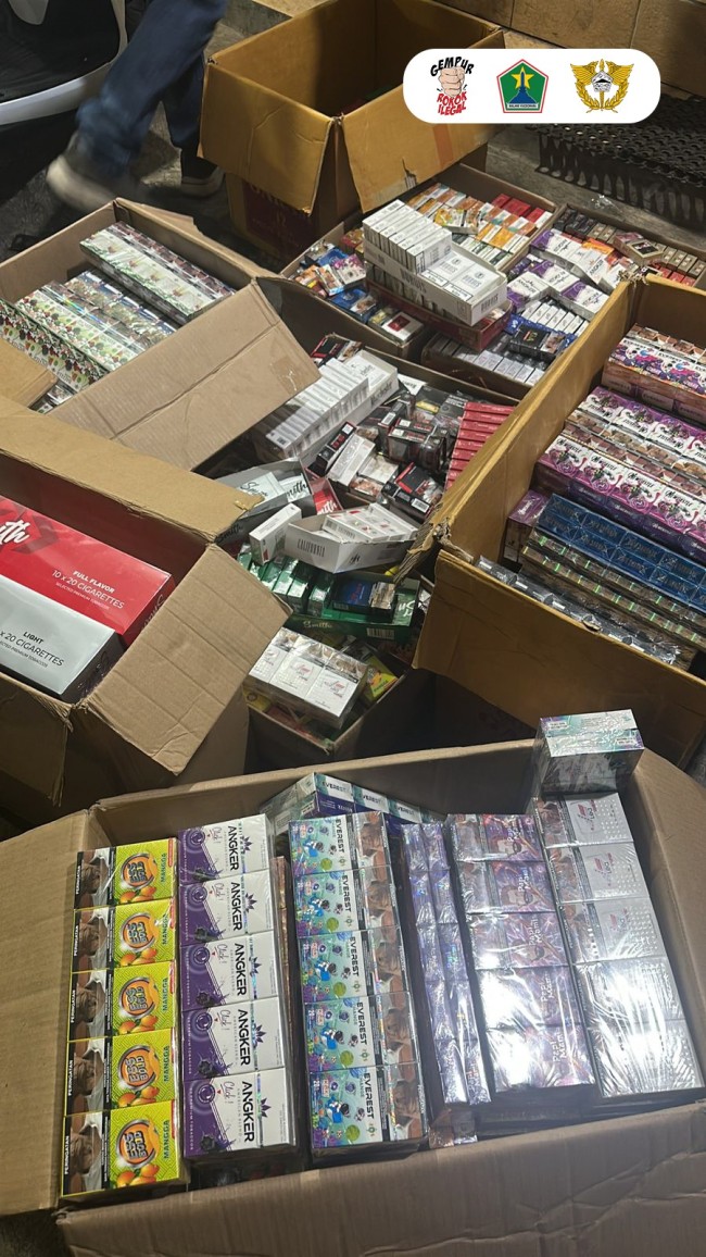 tim gabungan berhasil mengamankan total 6.767 bungkus rokok ilegal dari empat lokasi. (Foto: istimewa)