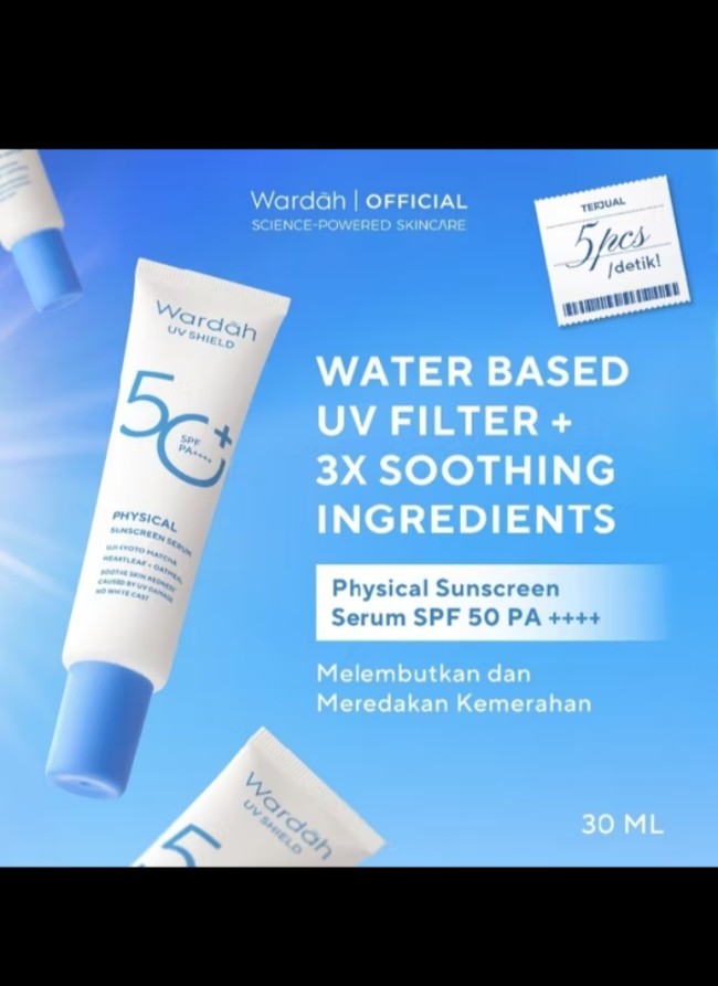 Wardah UV Shield Airy Smooth Sunscreen Serum SPF 50 PA+++. (Foto Shopee) 