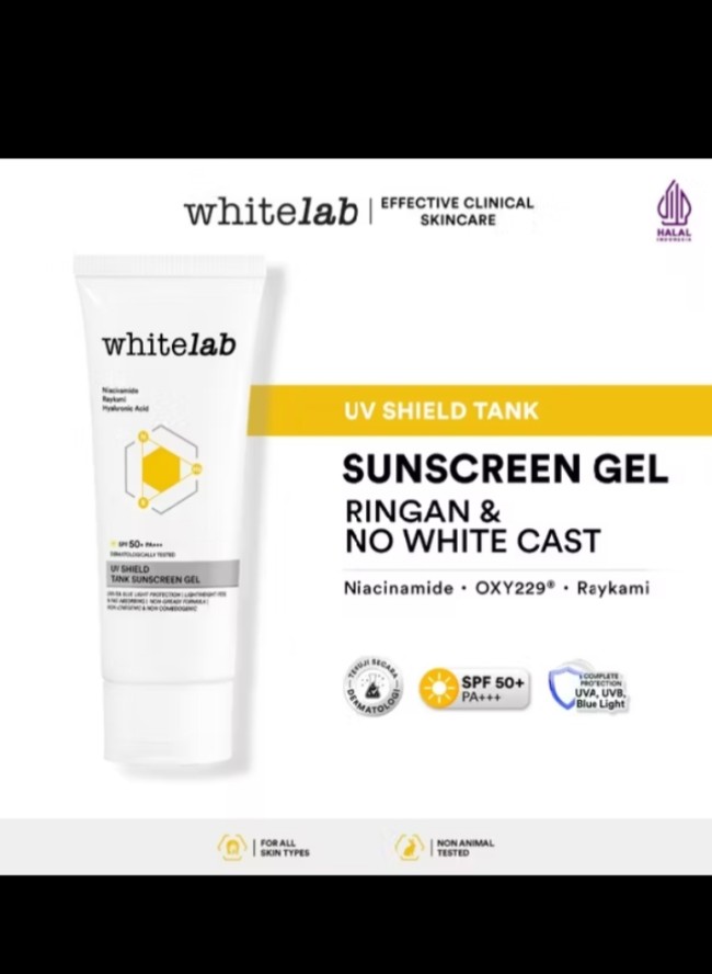 Whitelab UV Shield Tank Sunscreen Gel SPF 50++ PA+++. (Foto: Shopee) 