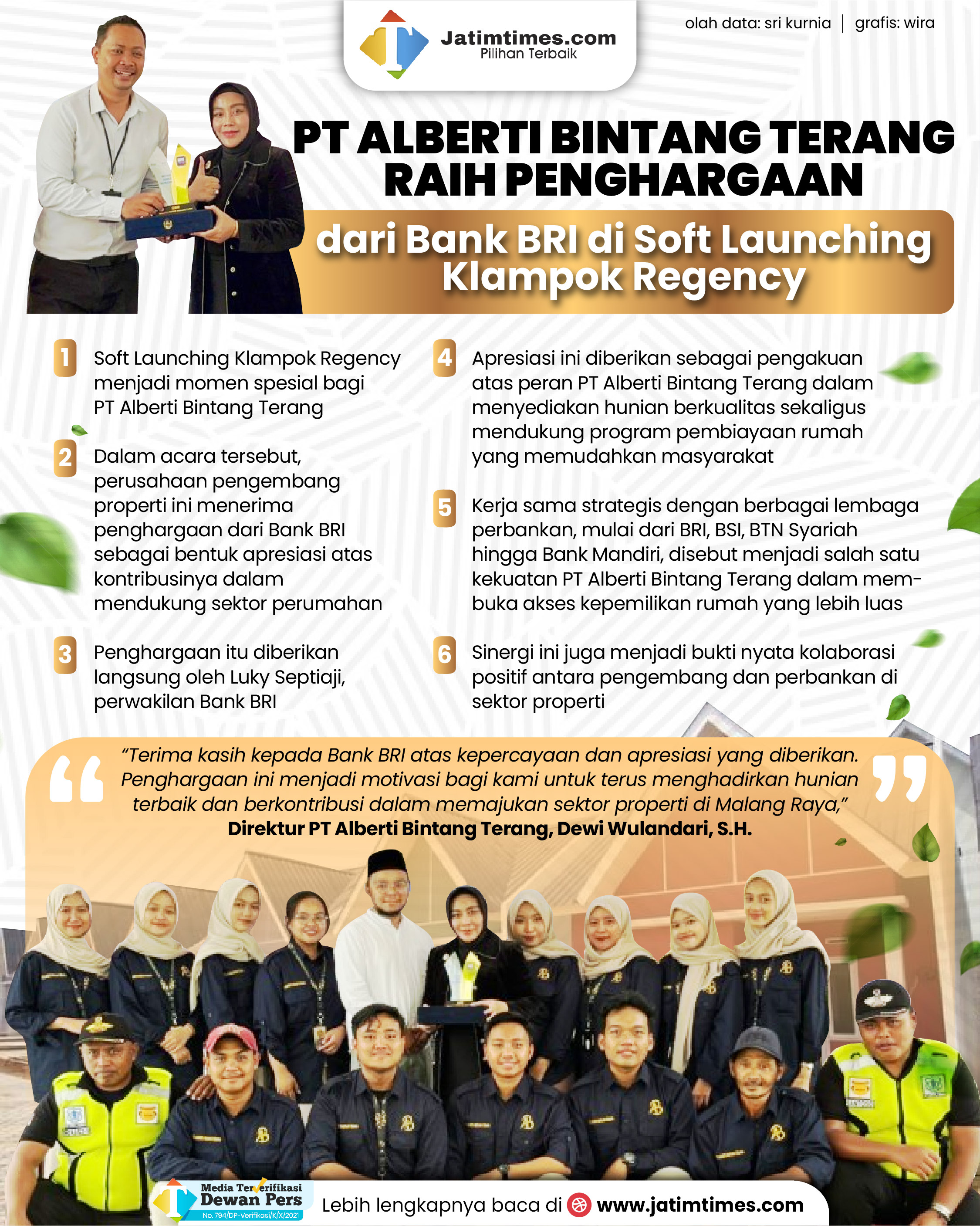 PT Alberti Bintang Terang Raih Penghargaan dari Bank BRI di Soft Launching Klampok Regency