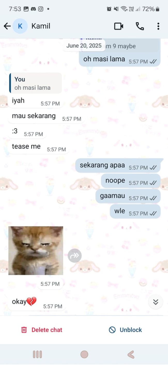 Chat yang diduga antara Sulthon Kamil dan korban. (Foto X) 