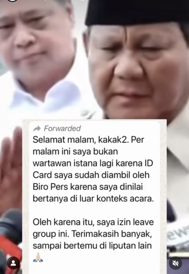 Dugaan pesan pamitan wartawan CNN di grup wartawan Istana