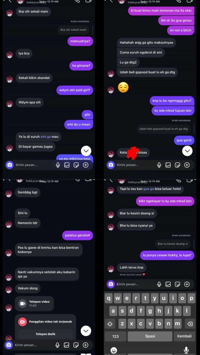 Kolase foto chat diduga mesum dari Hokky Caraka