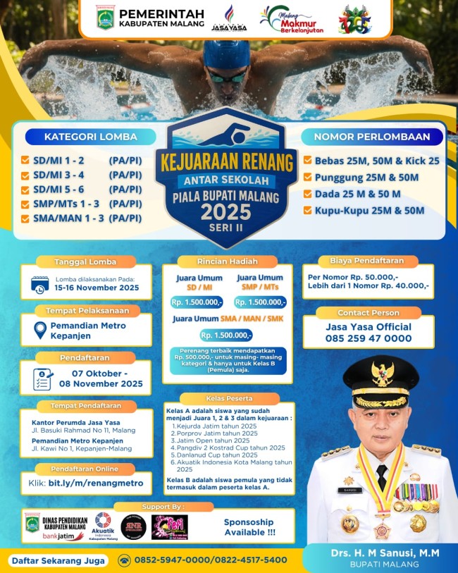 Turnamen Renang Piala Bupati Malang 2025 (foto: istimewa) 