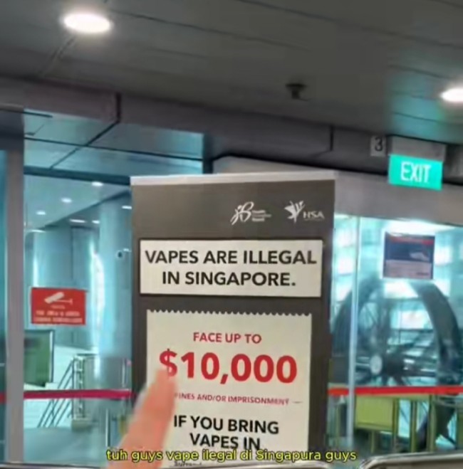 Aturan vape ilegal di Singapura. (Foto Tiktok @IDN people)