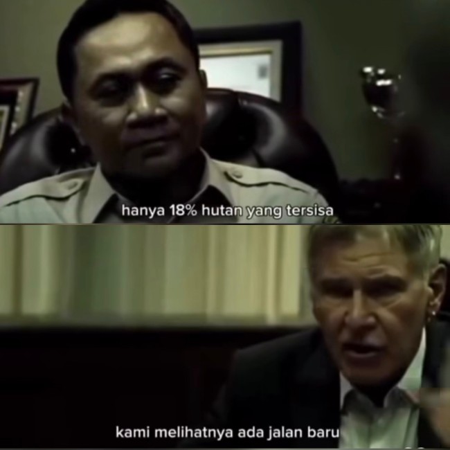 Tangkapan layar video dokumenter tahun 2013 yang memperlihatkan aktor Hollywood Harrison Ford mewawancarai Zulhas soal kerusakan hutan di Indonesia. (Foto: Instagram)