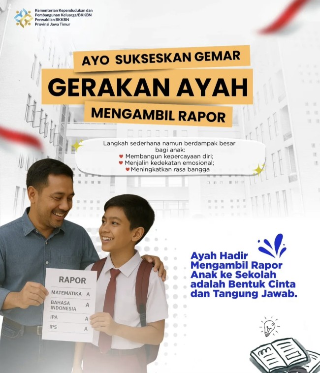 Poster imbauan Gerakan Ayah Ambil Rapor (Gemar) di Jawa Timur. (Foto: Instagram)