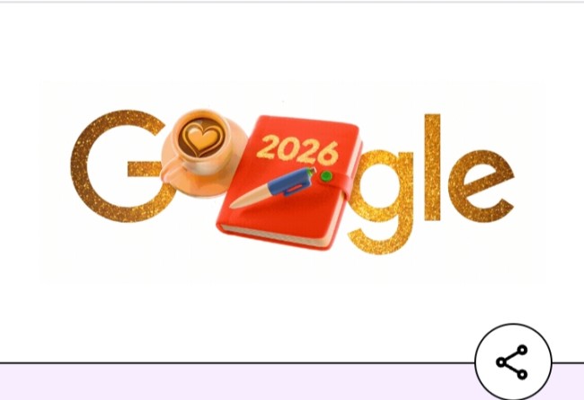 Tampilan Google Doodle 1 Januari 2026. (Foto screenshot) 