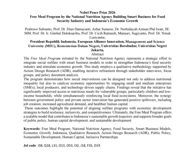 Artikel paper diduga berkas pengajuan Nobel Peace Prize (Hadiah Nobel Perdamaian) 2026. (Foto: tangkapan layar laman SSRN)