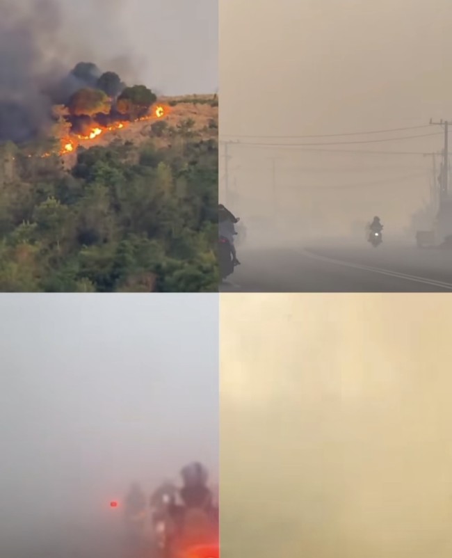 Kolase foto kondisi asap Karhutla di Kalimantan. (Foto: Threads)