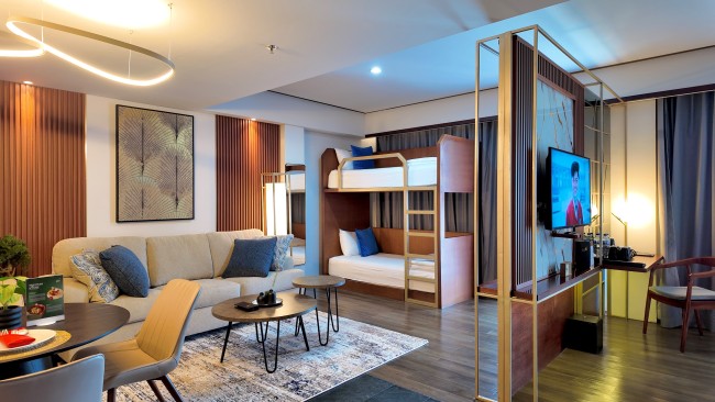 Tipe terbaru kamar di Rays UMM Hotel Malang, yakni Family Suite. (Foto: istimewa)